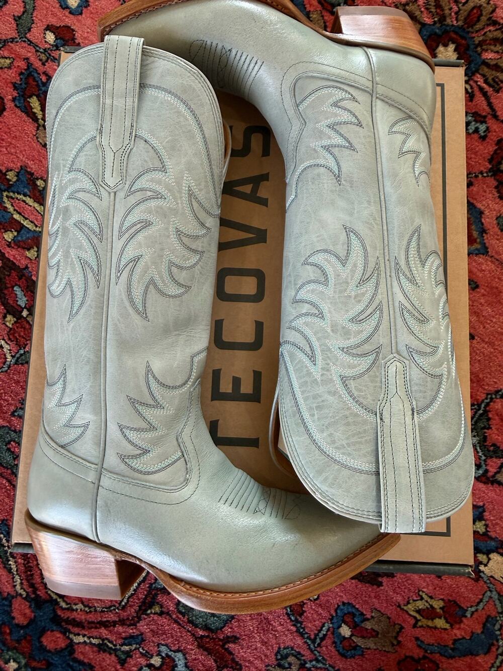 New Tecovas Women's Annie Boot Slate Blue Cowgirl LImited Edition Cowhide